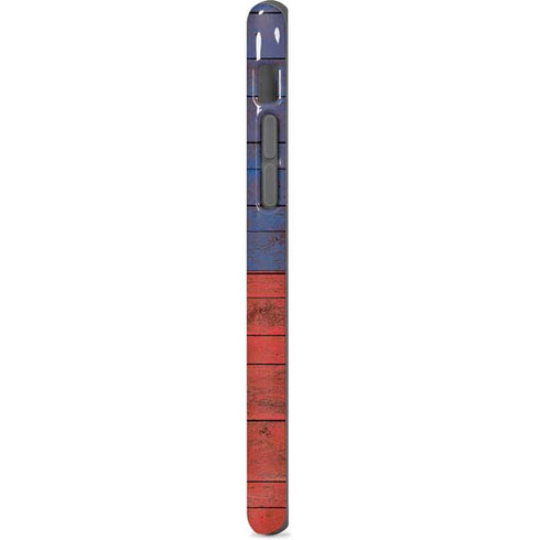 Haiti Flag Dark Wood iPhone 8 Pro Case